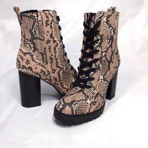 Steve Madden Lead Nude Snake Rugged Combat Booties